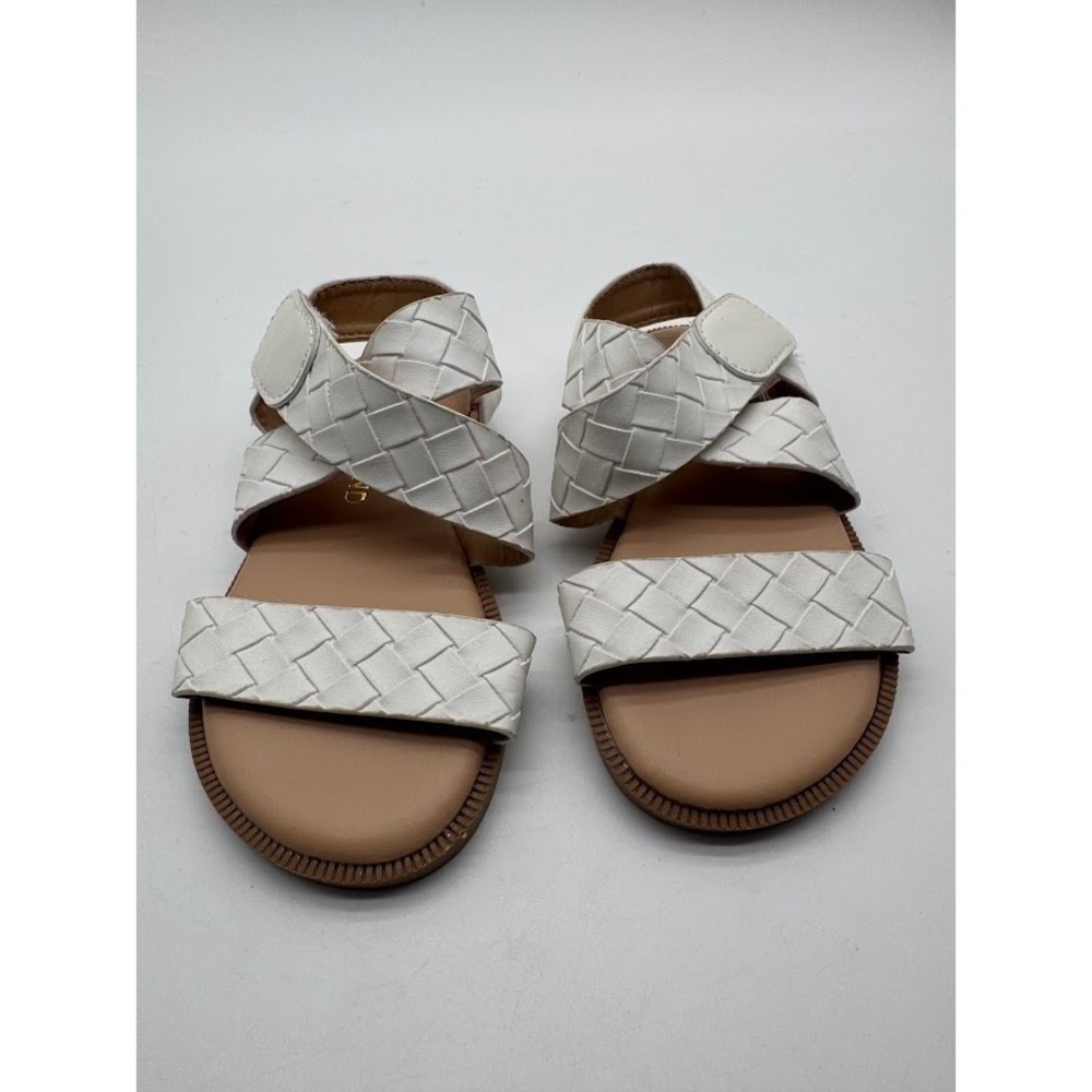 Lucky Brand Girls White Braided Woven Sandals Size 8Youth Hook Loop Summer Shoes